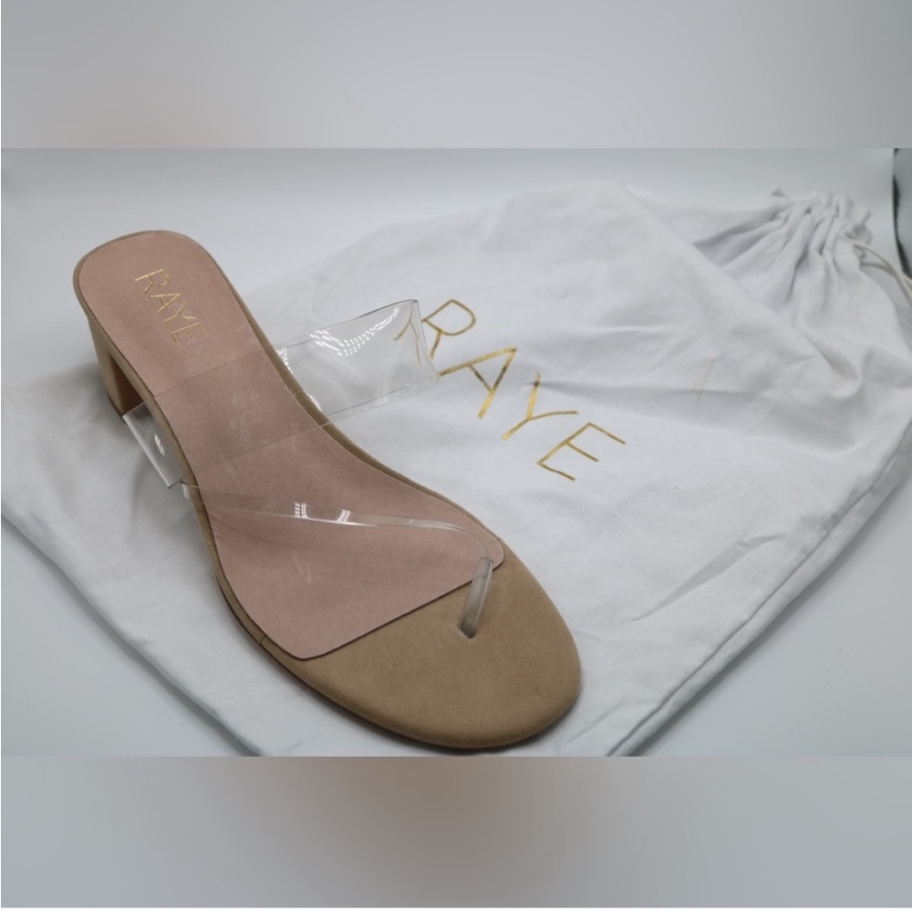 Brand New RAYE Clear Strap Cream Suede Heel Size 8